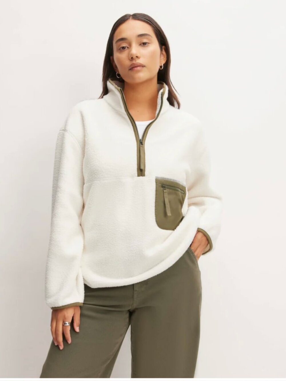 Everlane The ReNew Fleece Oversized Half-Zip - Size XXS